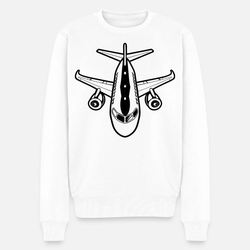 Flugzeug Skizze - Männer Premium Bio Pullover - Weiß