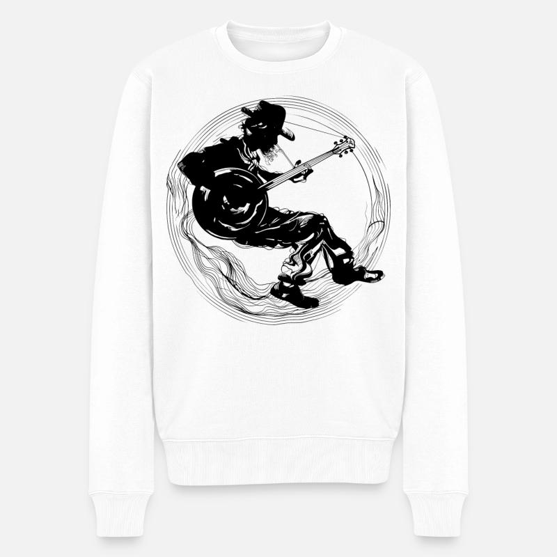 Banjospieler Zeichnung - Männer Premium Bio Pullover - Weiß