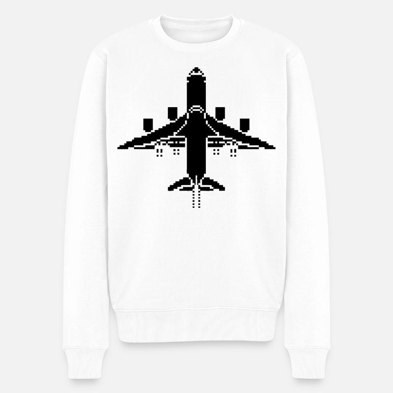 Avion Pixel Art - Pull Premium bio Homme - blanc