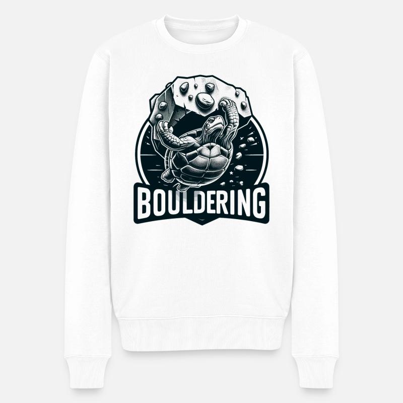 Bouldern Schildkröte Klettern Geschenk - Männer Premium Bio Pullover - Weiß
