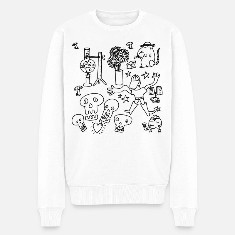Kritzeln oder nach Hause gehen - Männer Premium Bio Pullover - Weiß