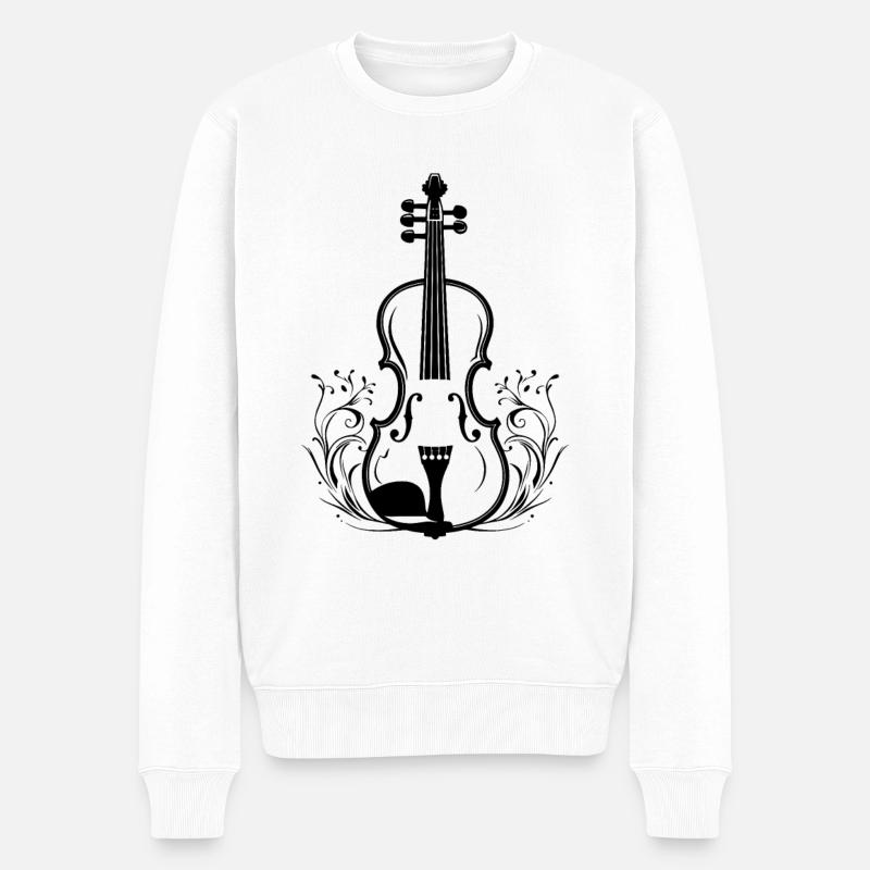 Geige Zeichnung - Männer Premium Bio Pullover - Weiß