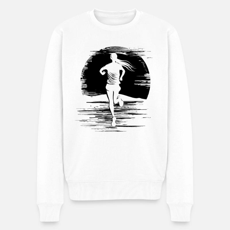 Läuferin - Männer Premium Bio Pullover - Weiß