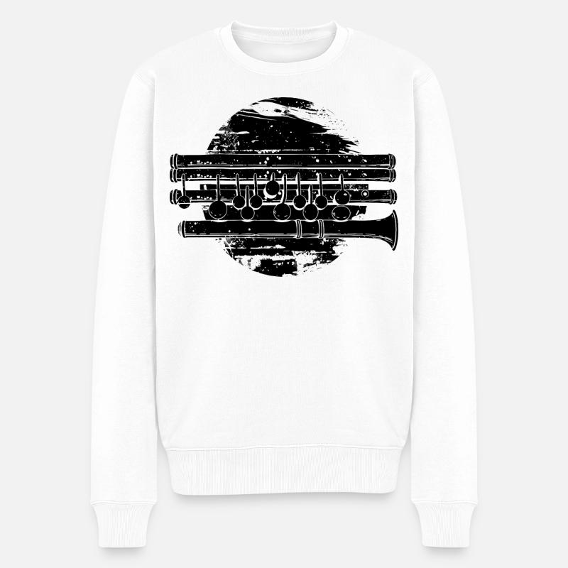 Flöte - Männer Premium Bio Pullover - Weiß