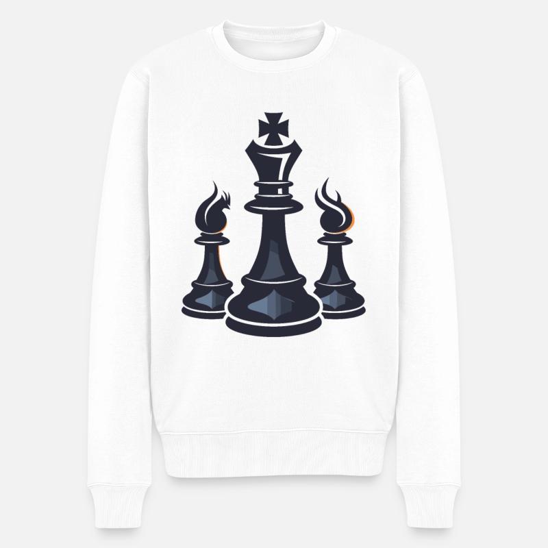Graphiques de pièces d’échecs - Pull Premium bio Homme - blanc