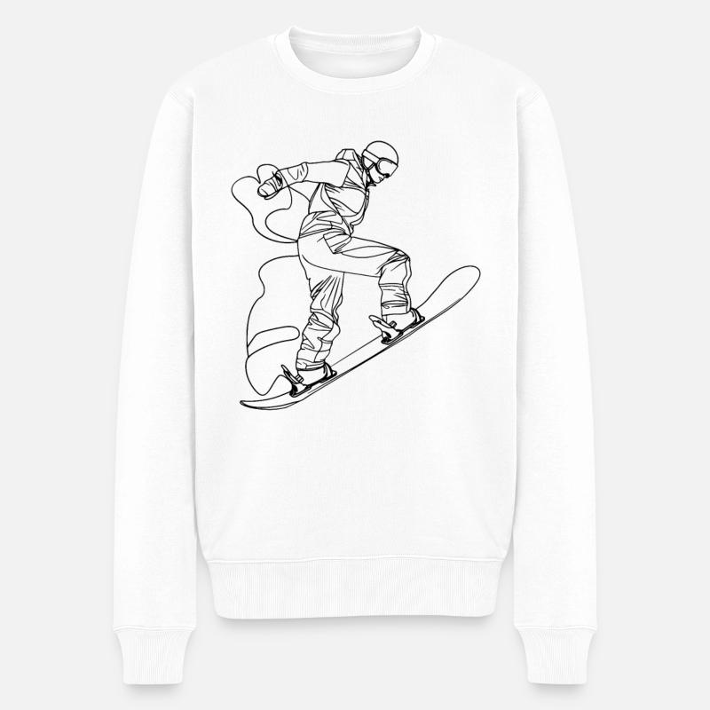Snowboarder Line Art - Männer Premium Bio Pullover - Weiß