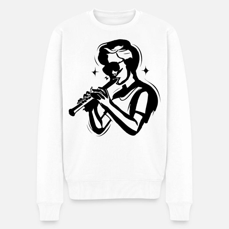 Croquis de garçon de flûte - Pull Premium bio Homme - blanc