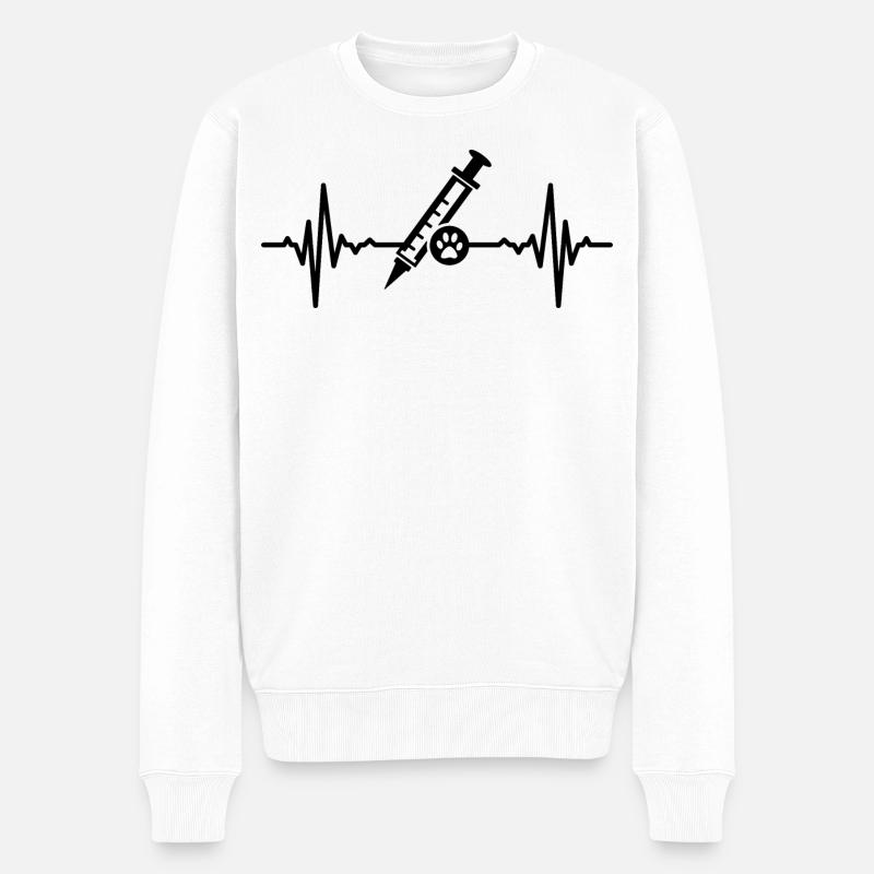Tiermediziner Spritze Herzlinie - Männer Premium Bio Pullover - Weiß