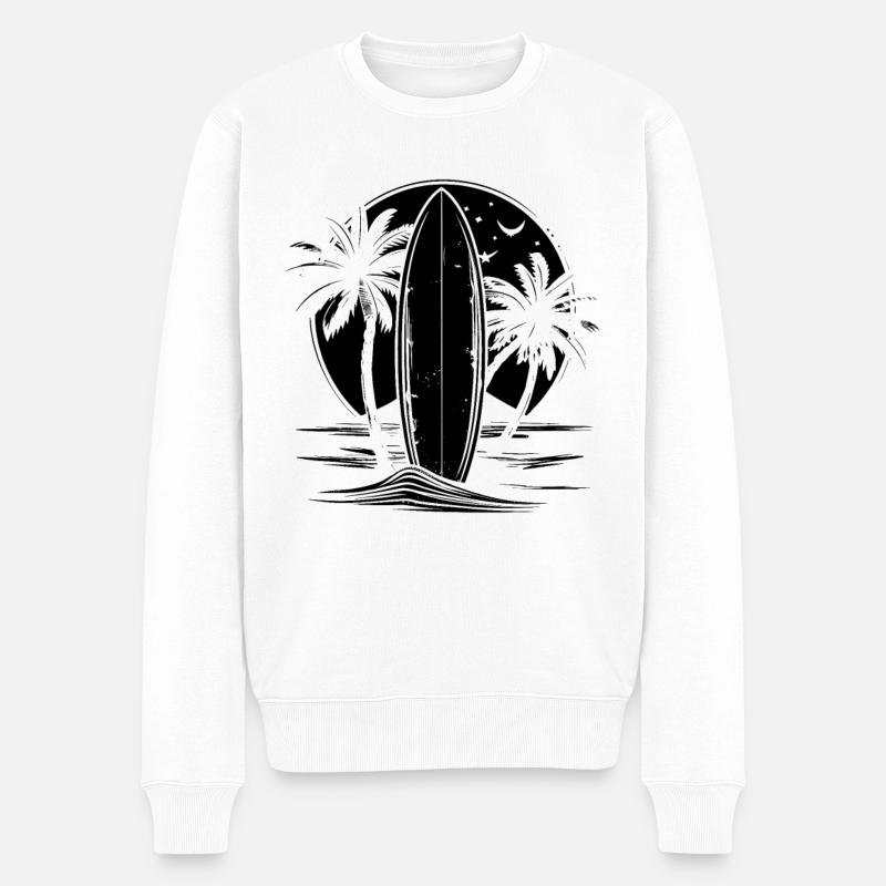 Surfen Grafik - Männer Premium Bio Pullover - Weiß