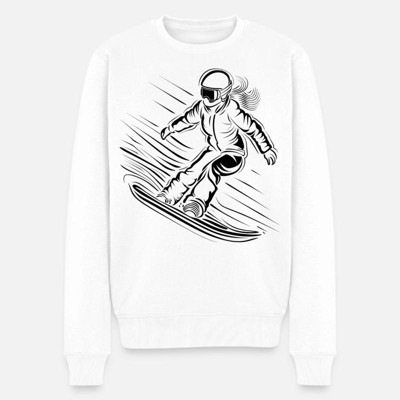 Snowboarderin Skizze - Männer Premium Bio Pullover - Weiß