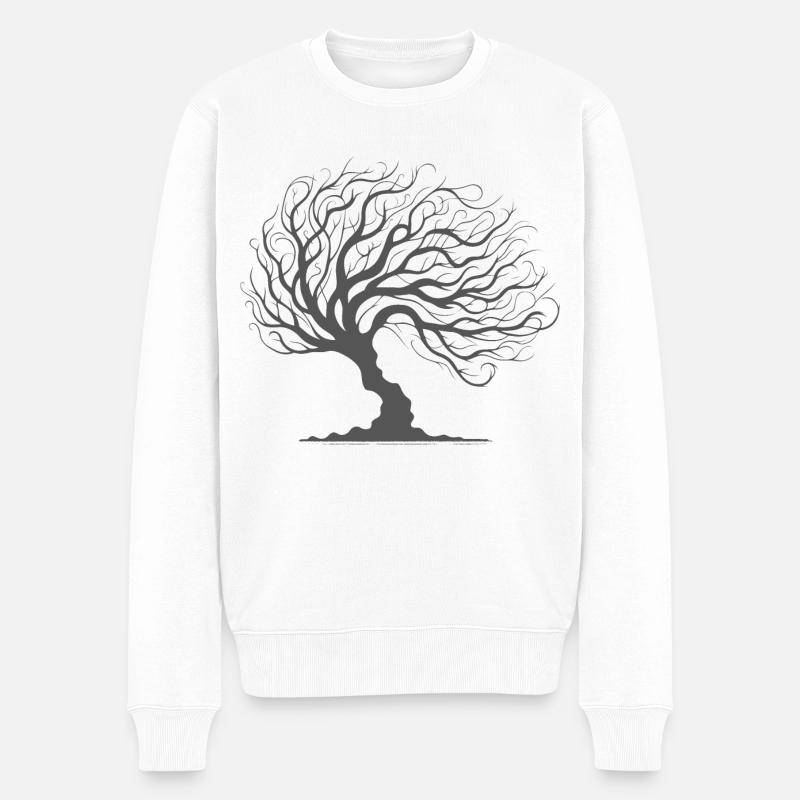 Skurriler Baum des Lebens - Männer Premium Bio Pullover - Weiß