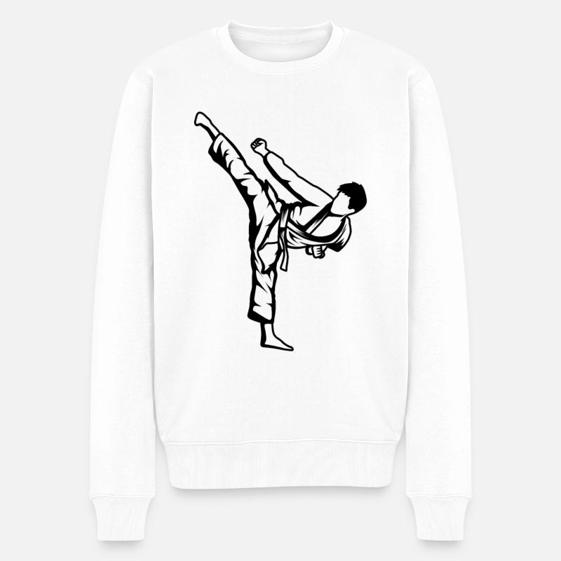 Dessin de garçon de karaté - Pull Premium bio Homme - blanc