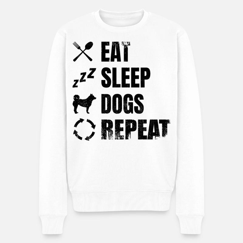 Mangez dormir chiens répéter - Pull Premium bio Homme - blanc
