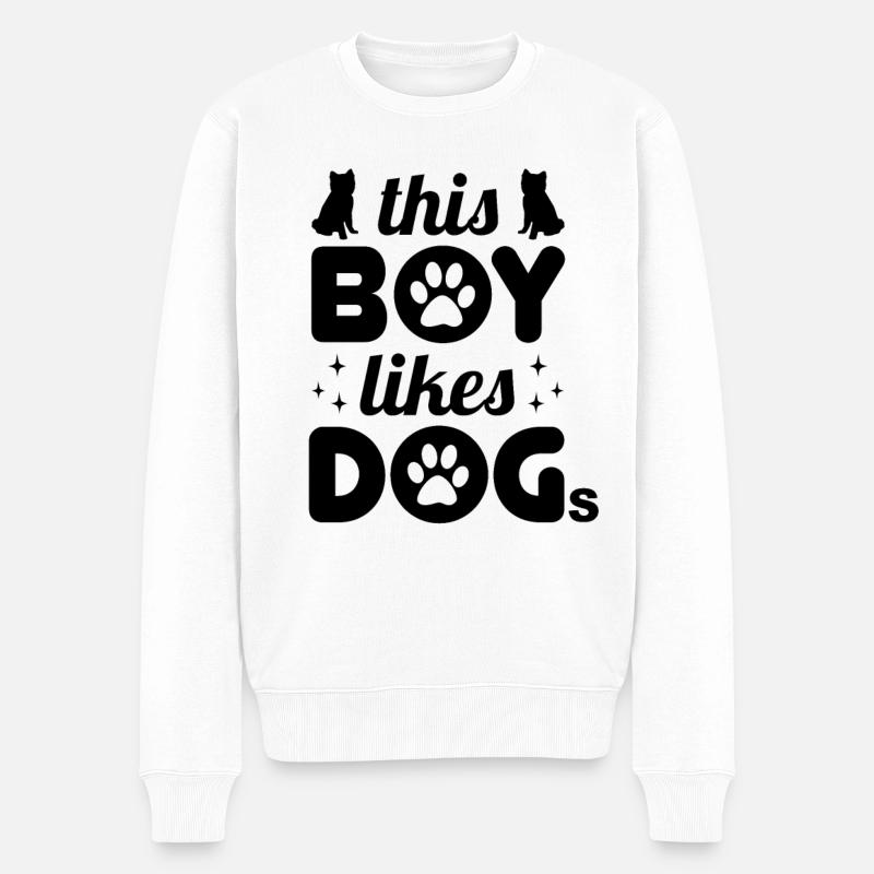 This Boy Likes Dogs - Männer Premium Bio Pullover - Weiß