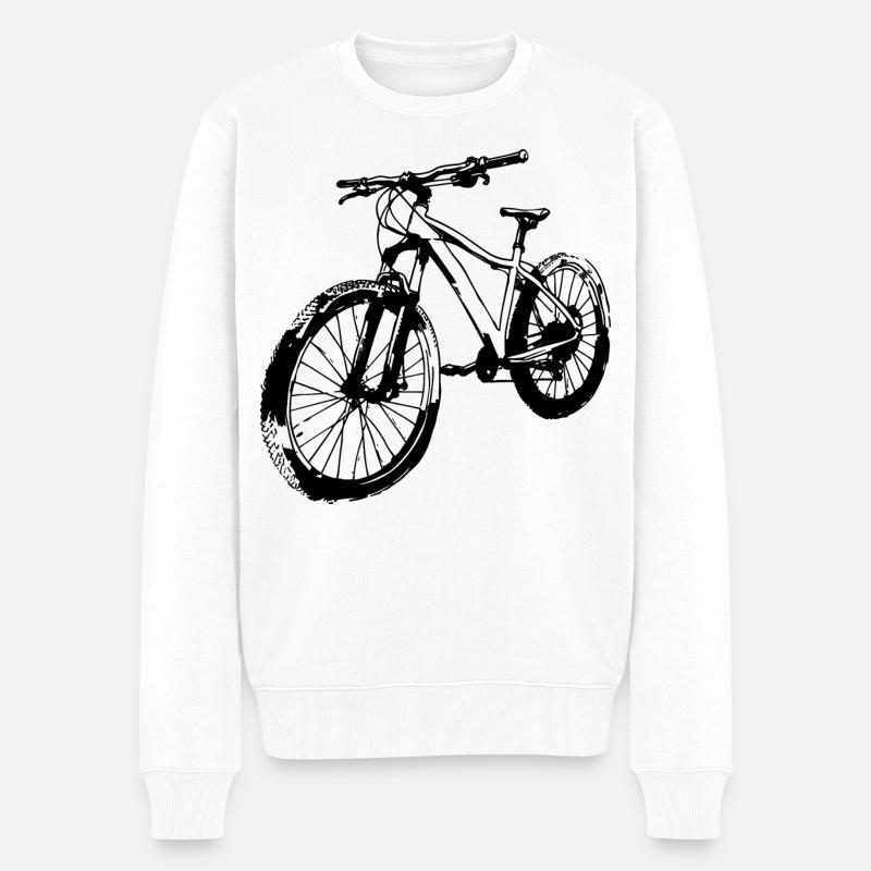 Radfahrer Zeichnung - Männer Premium Bio Pullover - Weiß
