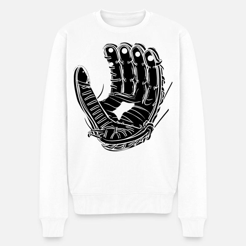 Baseball Handschuh Skizze - Männer Premium Bio Pullover - Weiß