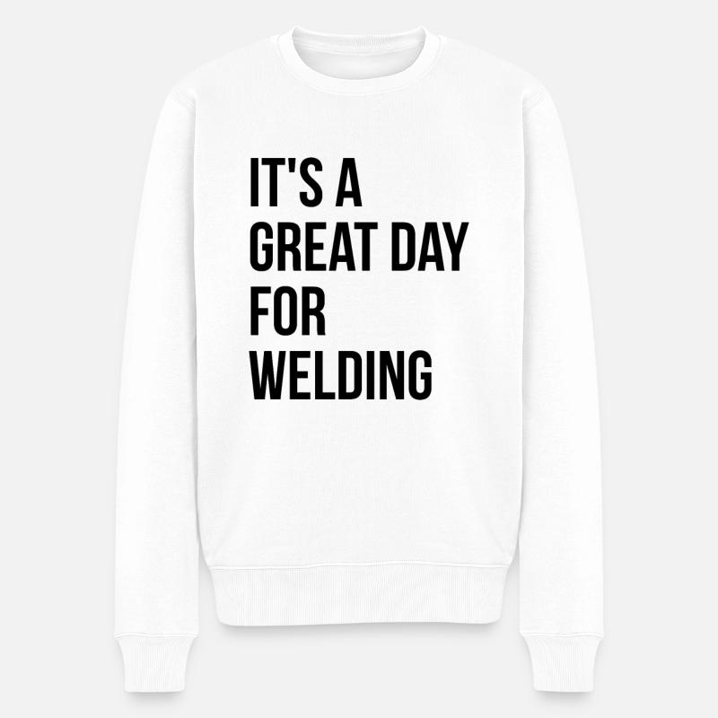 Schweißen - Männer Premium Bio Pullover - Weiß