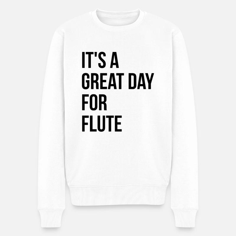 Flöte - Männer Premium Bio Pullover - Weiß