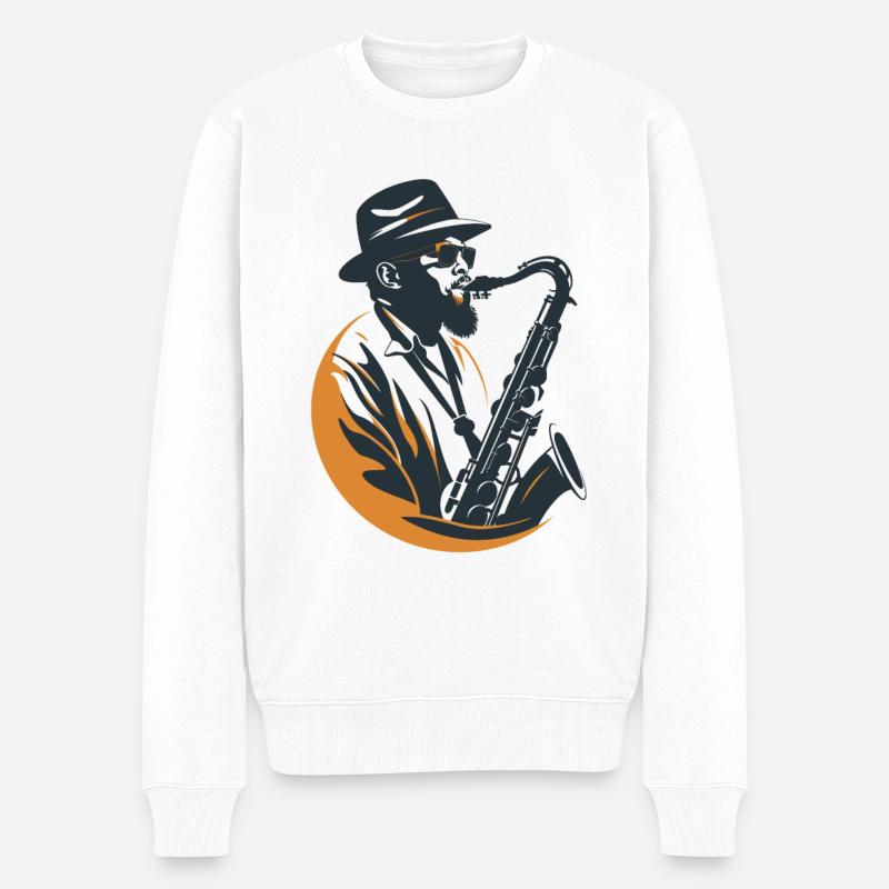 Graphisme Saxophoniste - Pull Premium bio Homme - blanc