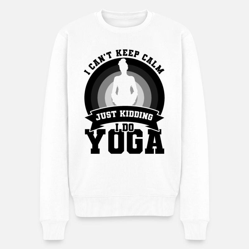 Ich mache Yoga - Männer Premium Bio Pullover - Weiß