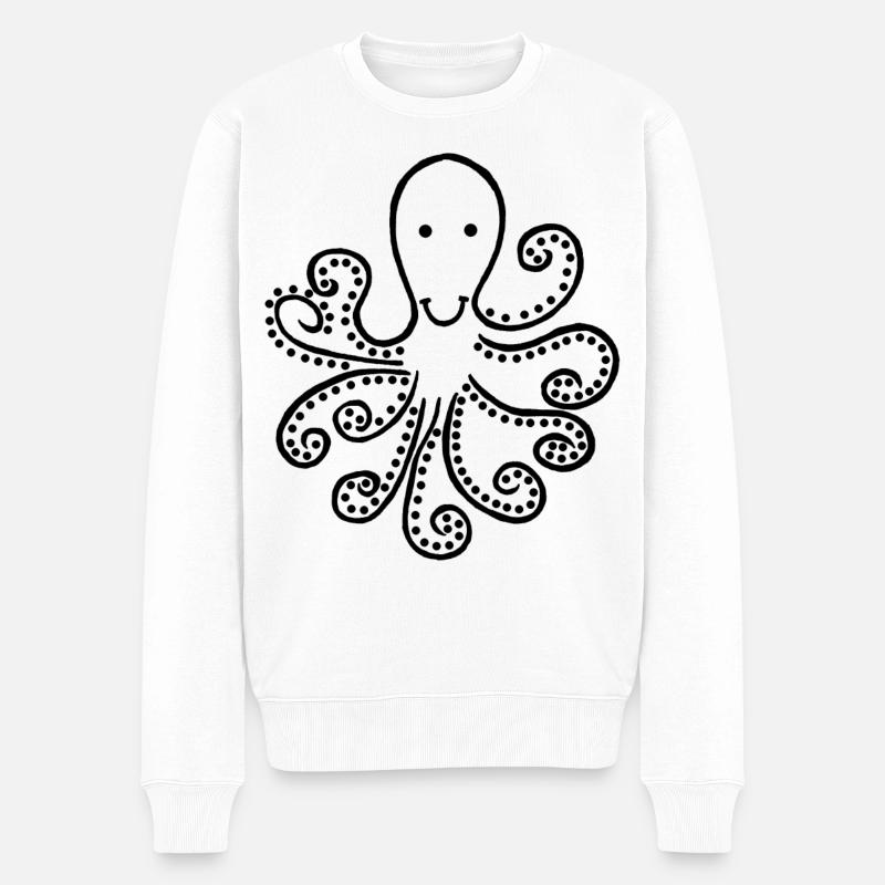 Pieuvre noire étrange - Pull Premium bio Homme - blanc