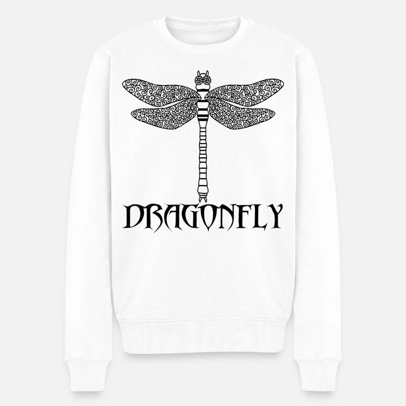 Schwarze Libelle - Männer Premium Bio Pullover - Weiß