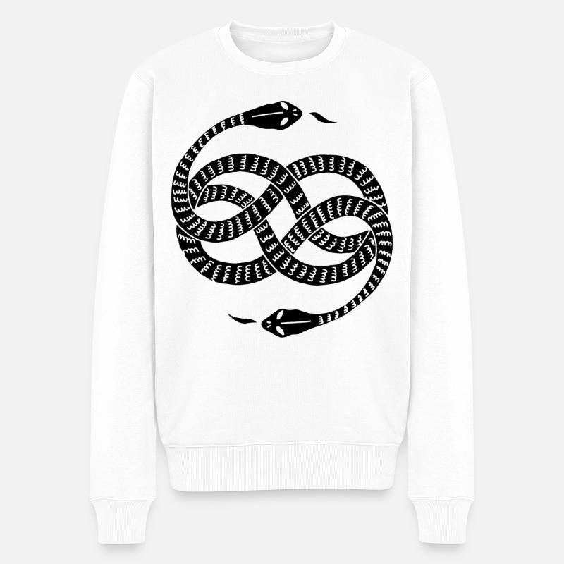 Unendliche schwarze Schlangen - Männer Premium Bio Pullover - Weiß