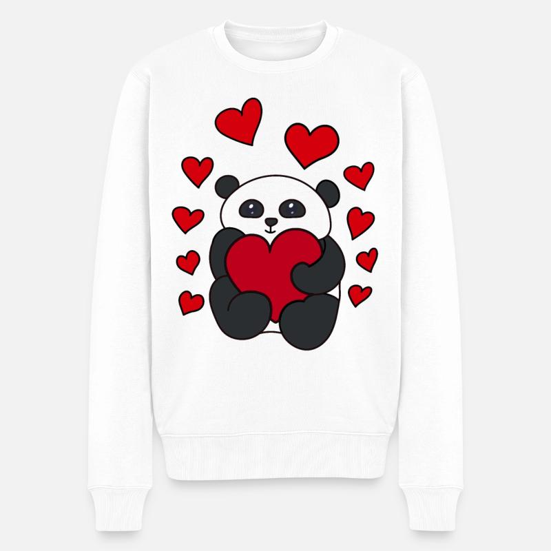 "From Panda with Love" - Männer Premium Bio Pullover - Weiß