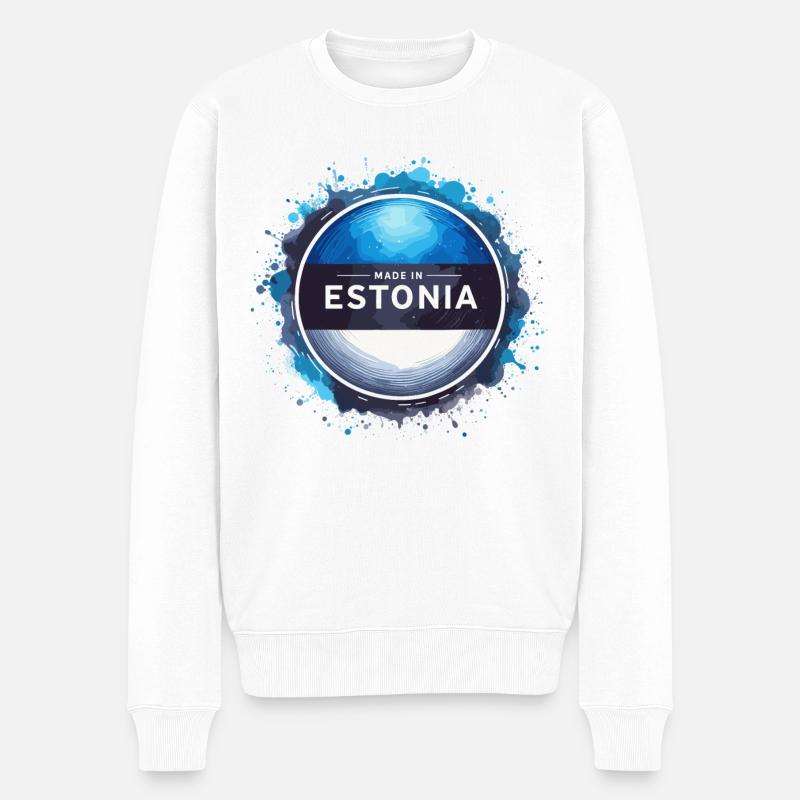 Made in Estland Geschenk - Männer Premium Bio Pullover - Weiß
