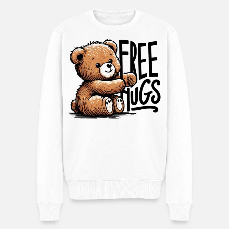 Teddy Gratis Umarmungen Geschenk - Männer Premium Bio Pullover - Weiß