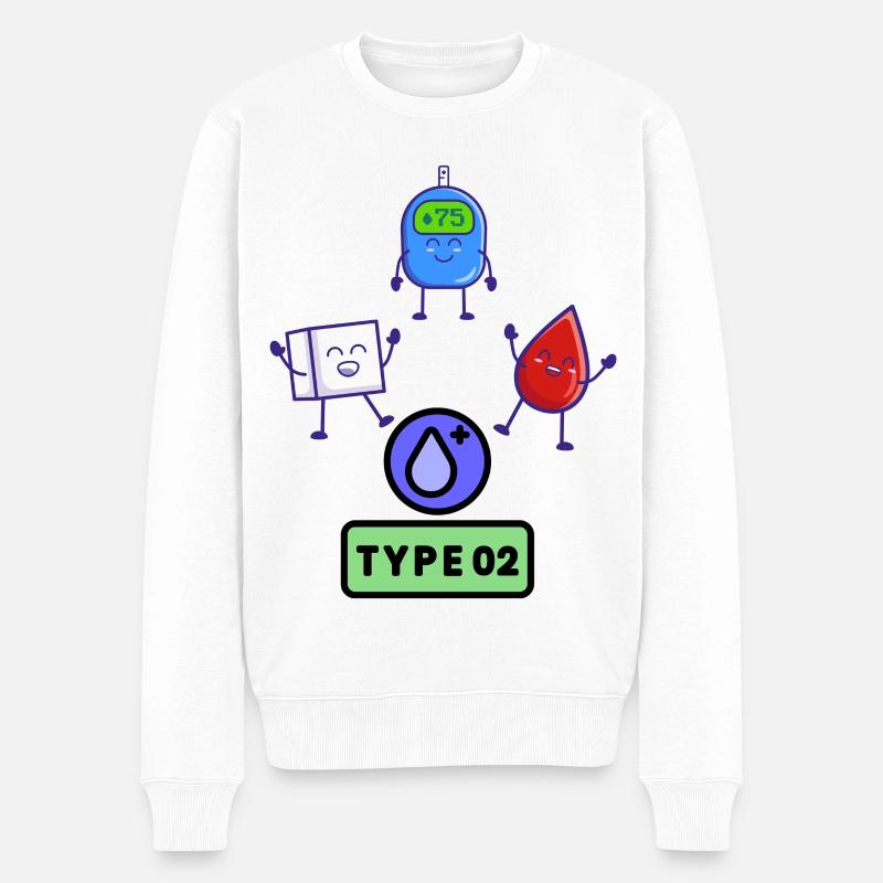 Typ-2-Diabetes Bewusstsein - Männer Premium Bio Pullover - Weiß