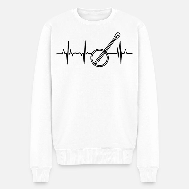 Banjo Kardiogramm - Männer Premium Bio Pullover - Weiß