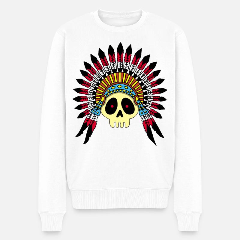 Crâne de chef indien - Pull Premium bio Homme - blanc