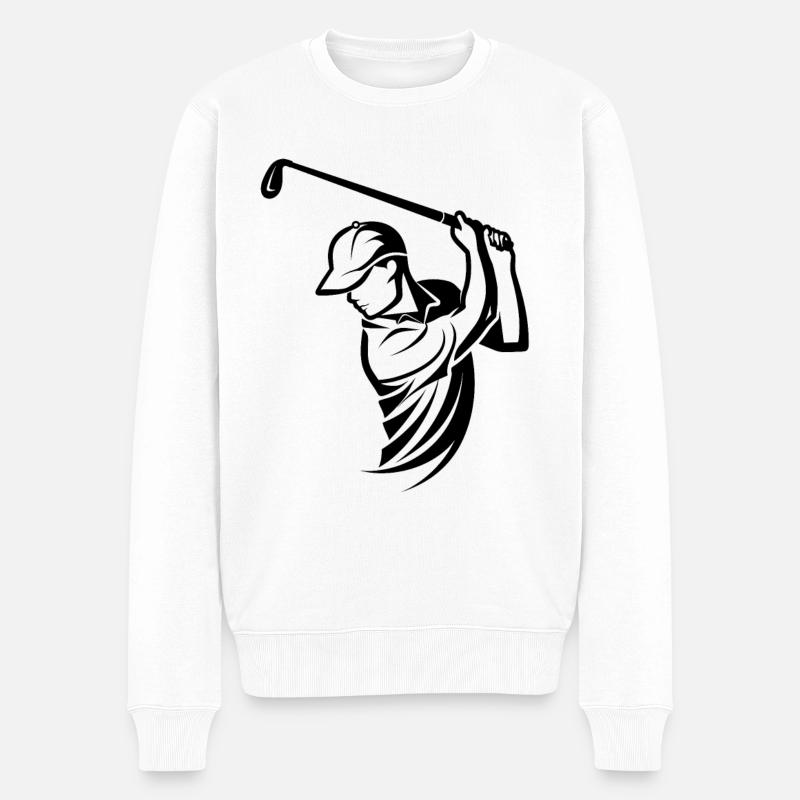 Golfer Logo - Männer Premium Bio Pullover - Weiß