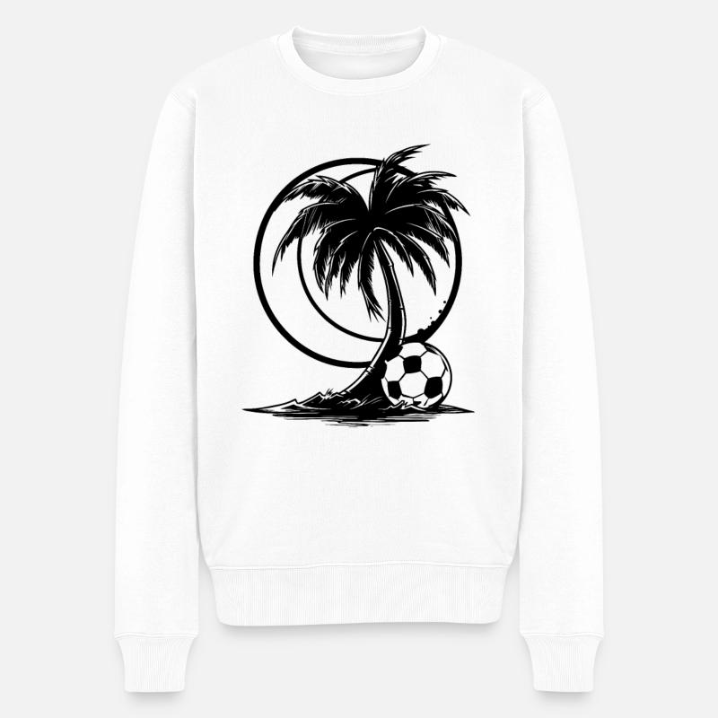 Fußball Zeichnung - Männer Premium Bio Pullover - Weiß