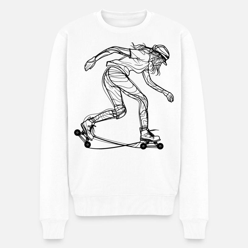 Rollschuhläuferin Zeichnung - Männer Premium Bio Pullover - Weiß