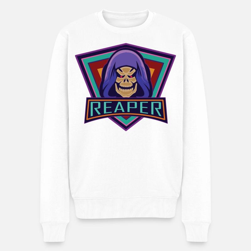 Sensenmann Reaper. - Männer Premium Bio Pullover - Weiß