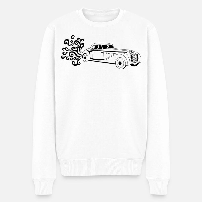 Schwarzer Oldtimer - Männer Premium Bio Pullover - Weiß