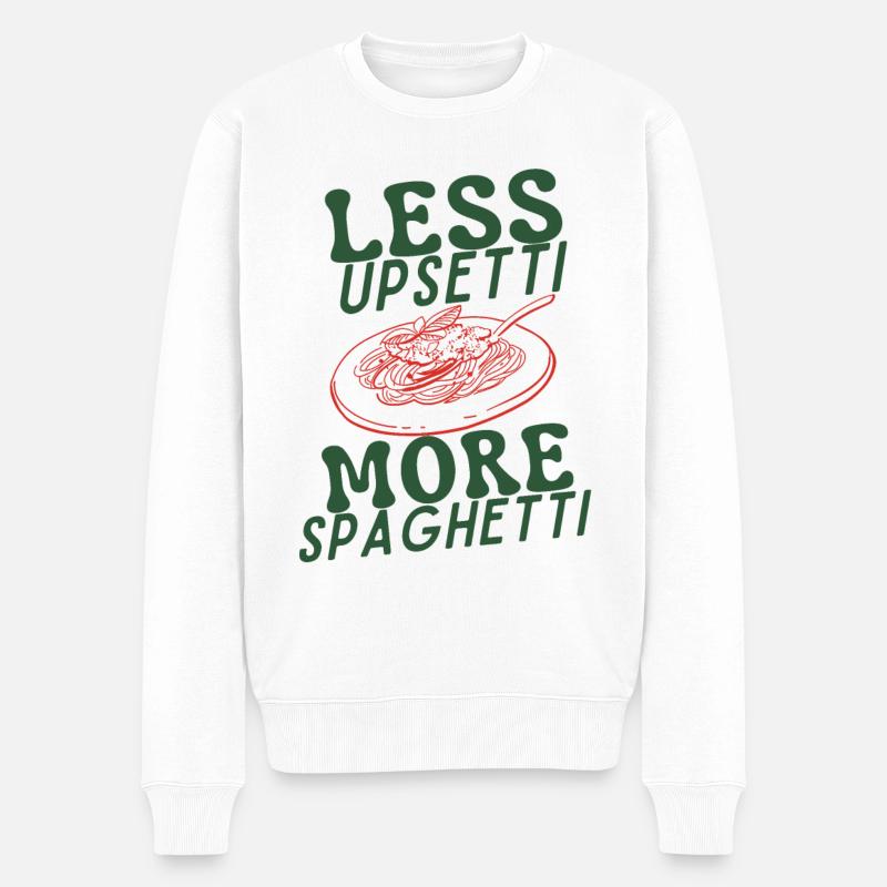 Moins d’Upsetti Plus de Spaghetti - Pull Premium bio Homme - blanc