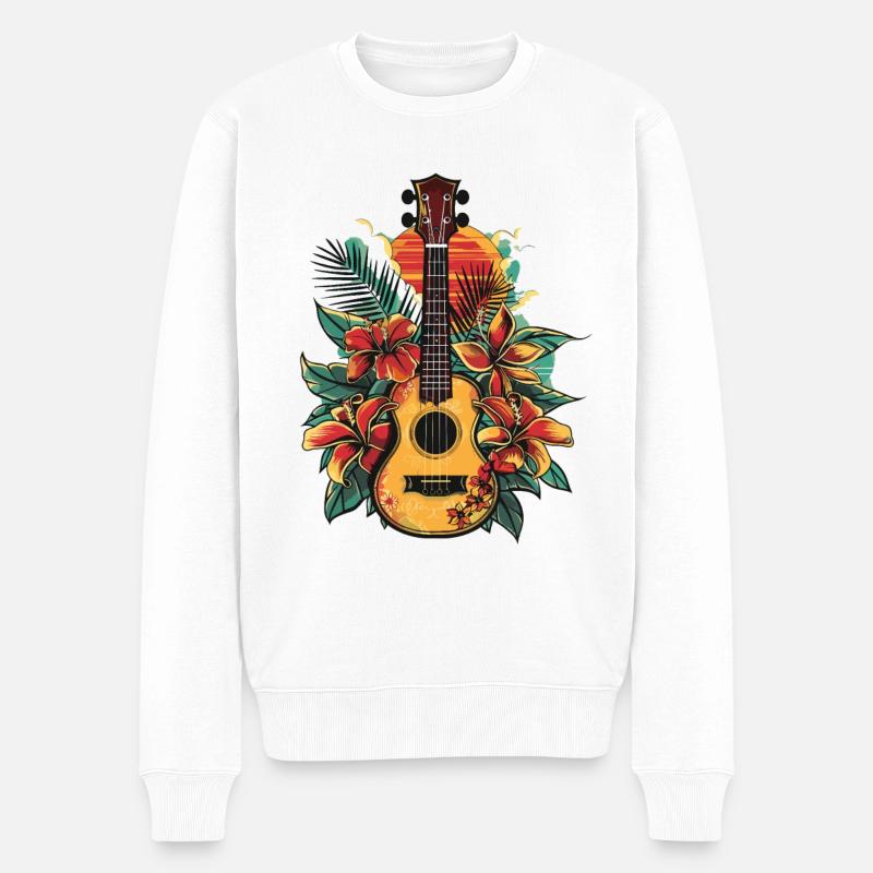 Ukulele - Männer Premium Bio Pullover - Weiß
