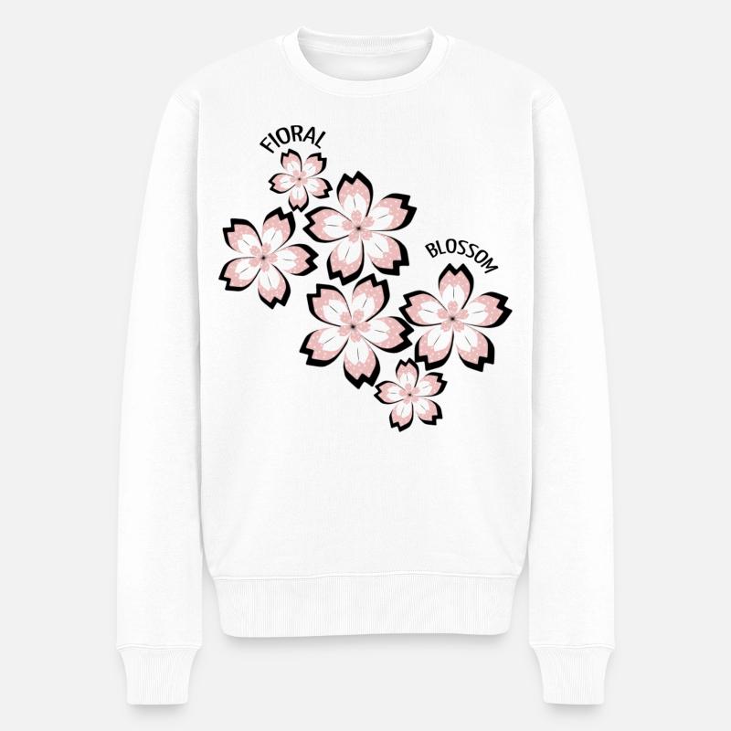 Blumige Blüte - Männer Premium Bio Pullover - Weiß