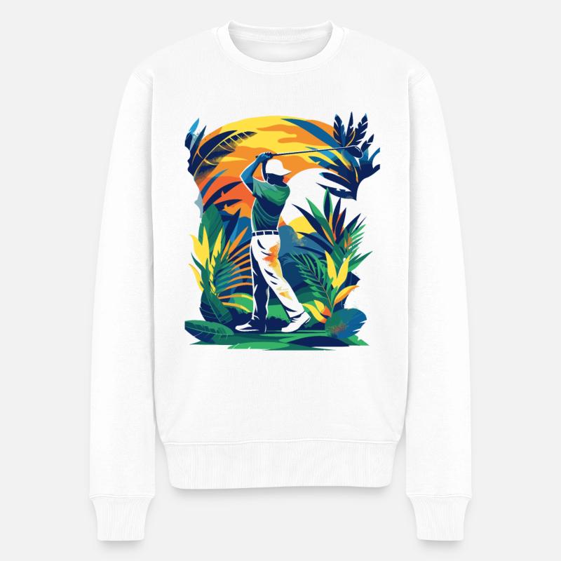 Golfer - Männer Premium Bio Pullover - Weiß