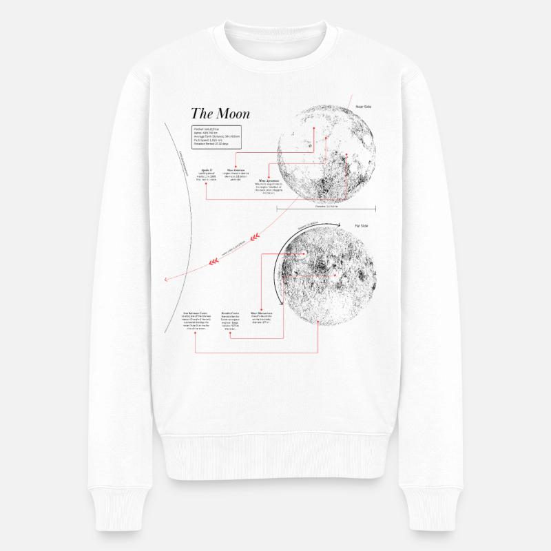 Nerd Astronomie Mond | Mondkarte Raumfahrt - Männer Premium Bio Pullover - Weiß