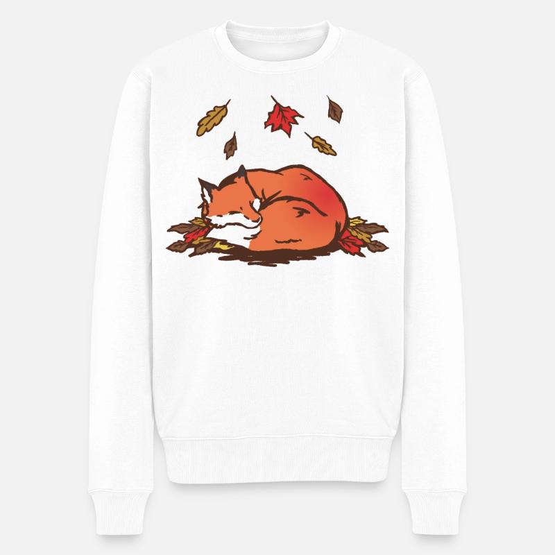 Ruhiger Herbstfuchs Illustration - Männer Premium Bio Pullover - Weiß