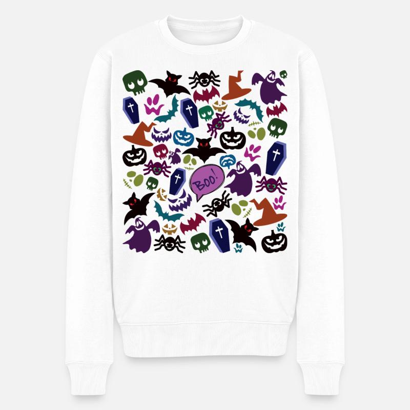 Halloween Wirrwarr - Männer Premium Bio Pullover - Weiß