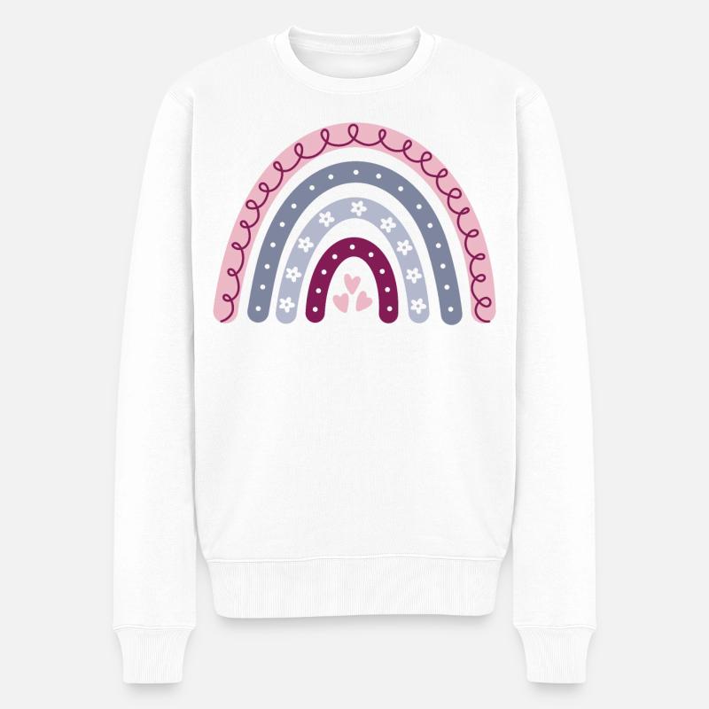 Boho Regenbogen - Männer Premium Bio Pullover - Weiß