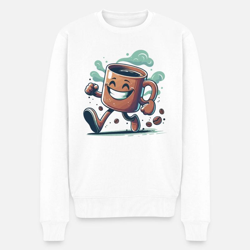 Gute Laune Kaffee Tasse Geschenk - Männer Premium Bio Pullover - Weiß