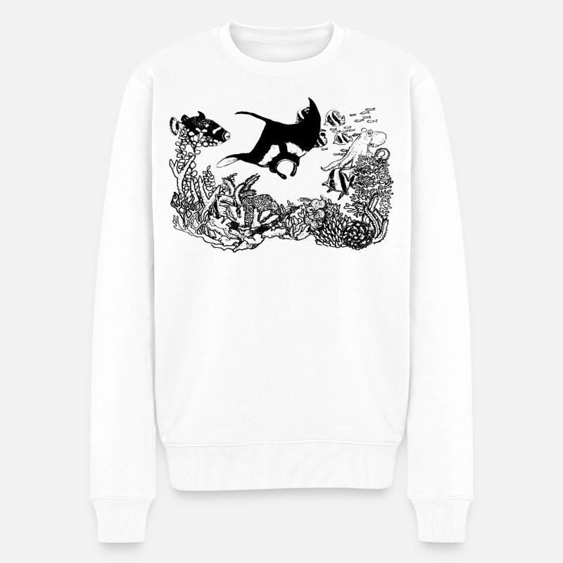 UNTER DEM MEER - Männer Premium Bio Pullover - Weiß