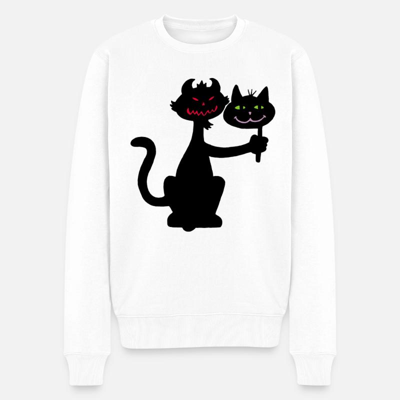 Chat noir démoniaque - Pull Premium bio Homme - blanc