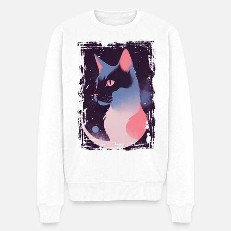 Mystische Katze - Männer Premium Bio Pullover - Weiß